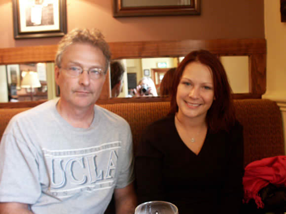 Allan & Holly about to enjoy a pub lunch, Diane can be seen behind us in the mirror, Allan looks skeptical about Dianes photographic abilities, Holly is amused