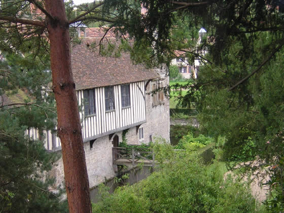 Our first glimpse of Ightham Mote through the trees