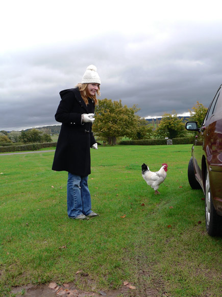Holly confronts the mad Welsh chicken
