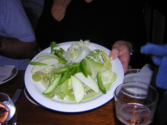 A green salad in York containing only green items, however unsaladlike they may be.