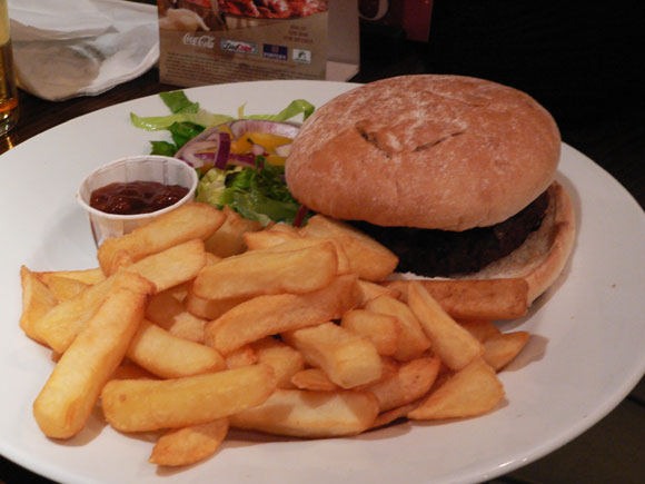 A Caerphilly cheese and leek burger, also from the Prince of Wales.