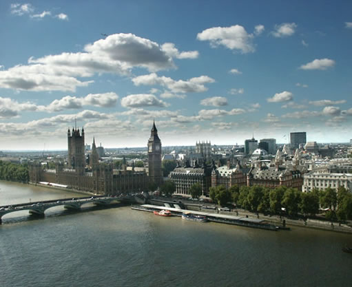 Houses of Parliament and Westminster Abbey from the Eye